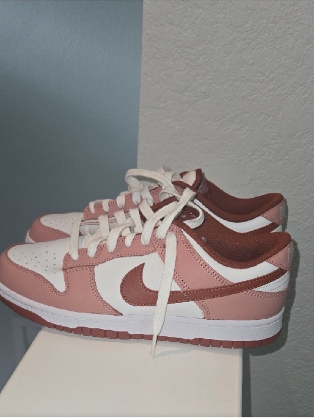 Nike Womens Pink and White Low-Top Sneakers